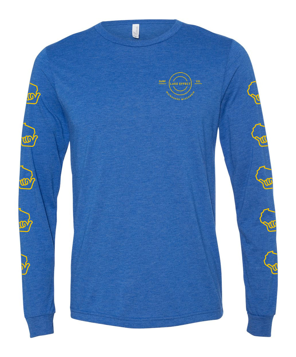 Lake Effect Circle Crest Unisex Longsleeve T-Shirt (Blue/Yellow)