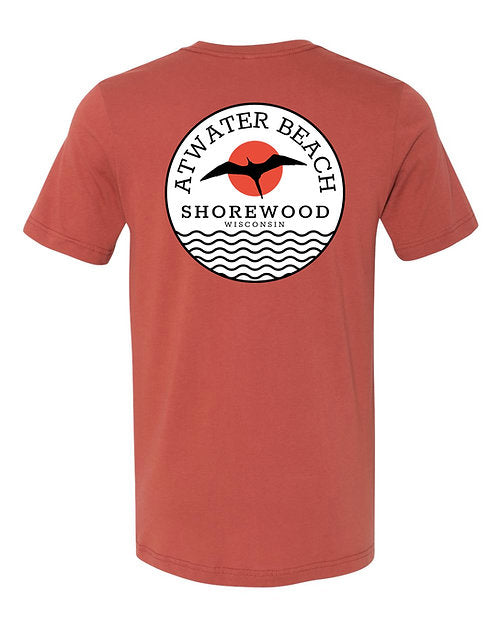 Atwater Beach Flying Bird Unisex T-Shirt (Rust Red/Multi Color)