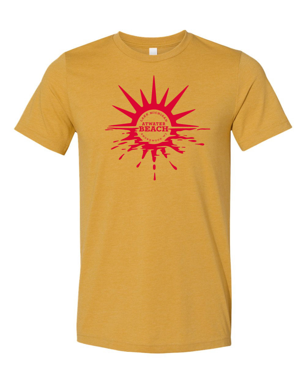 Atwater Beach Blur Sun Unisex T-Shirt (Mustard/Red)