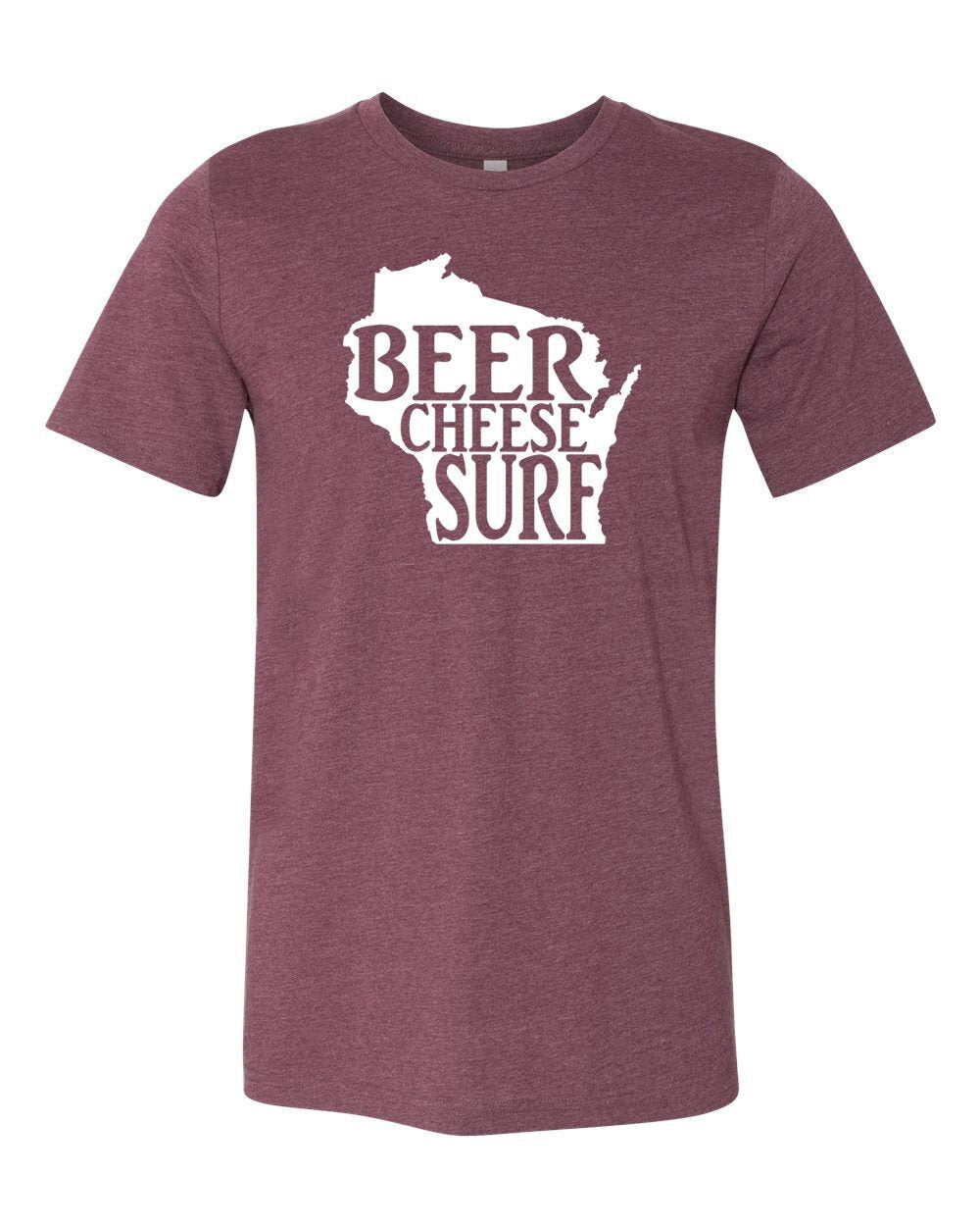 Lake Effect Beer Cheese Surf Unisex T-Shirt (Maroon/White)