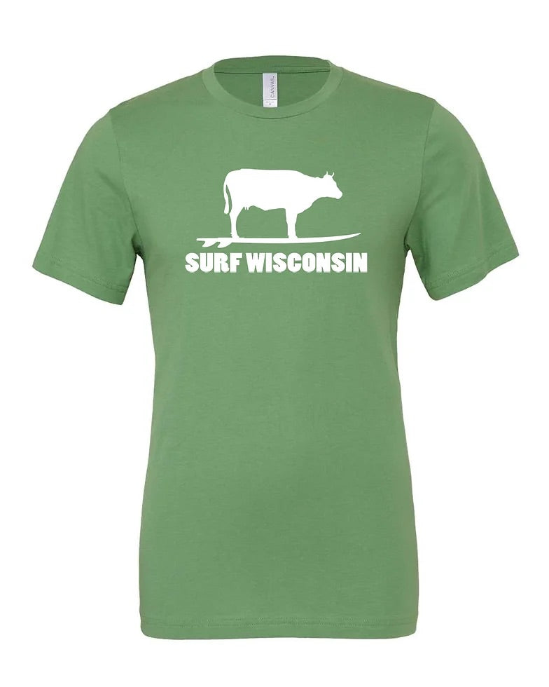 Surf Wisconsin Cow Unisex T-Shirt (Green/White)