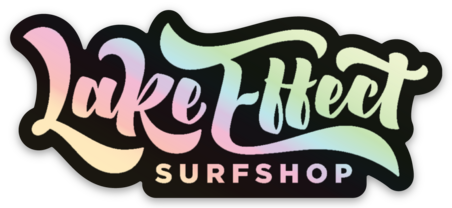 Lake Effect Surf Shop Classic Logo Sticker (Black/Silver Holographic)