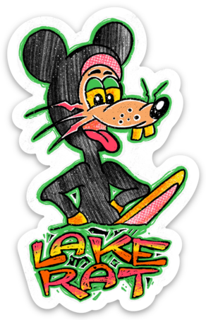 Surf Rat Line Up Sticker (Multicolor/White)