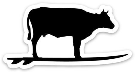 Lake Effect Surfing Cow Sticker (White/Black)