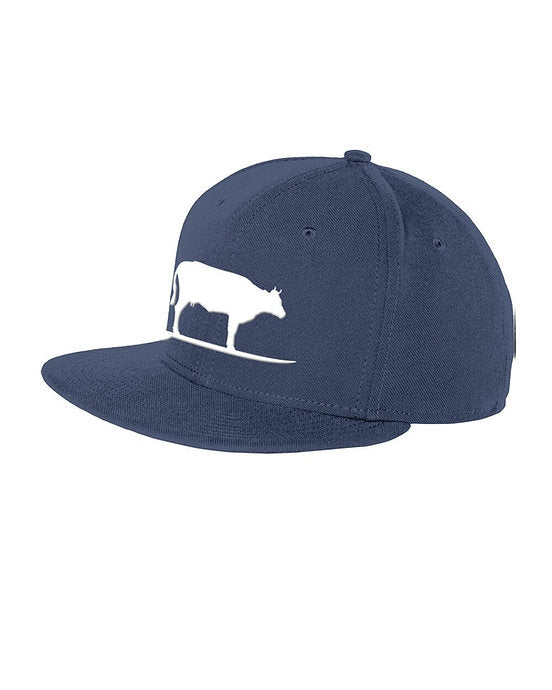 Lake Effect Surfing Cow Baseball Hat (Navy/White)