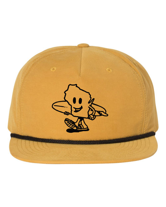Vintage Cartoon State Surfer Rope Hat (Mustard/Black)