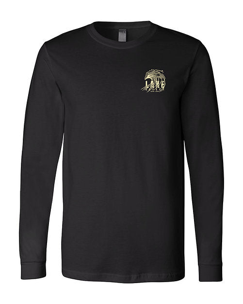 Lake Effect Bold Wave Unisex Long Sleeve T-Shirt (Black/Cream)
