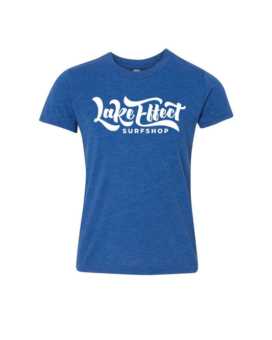 Lake Effect Classic Logo Youth T-Shirt (Blue/White)