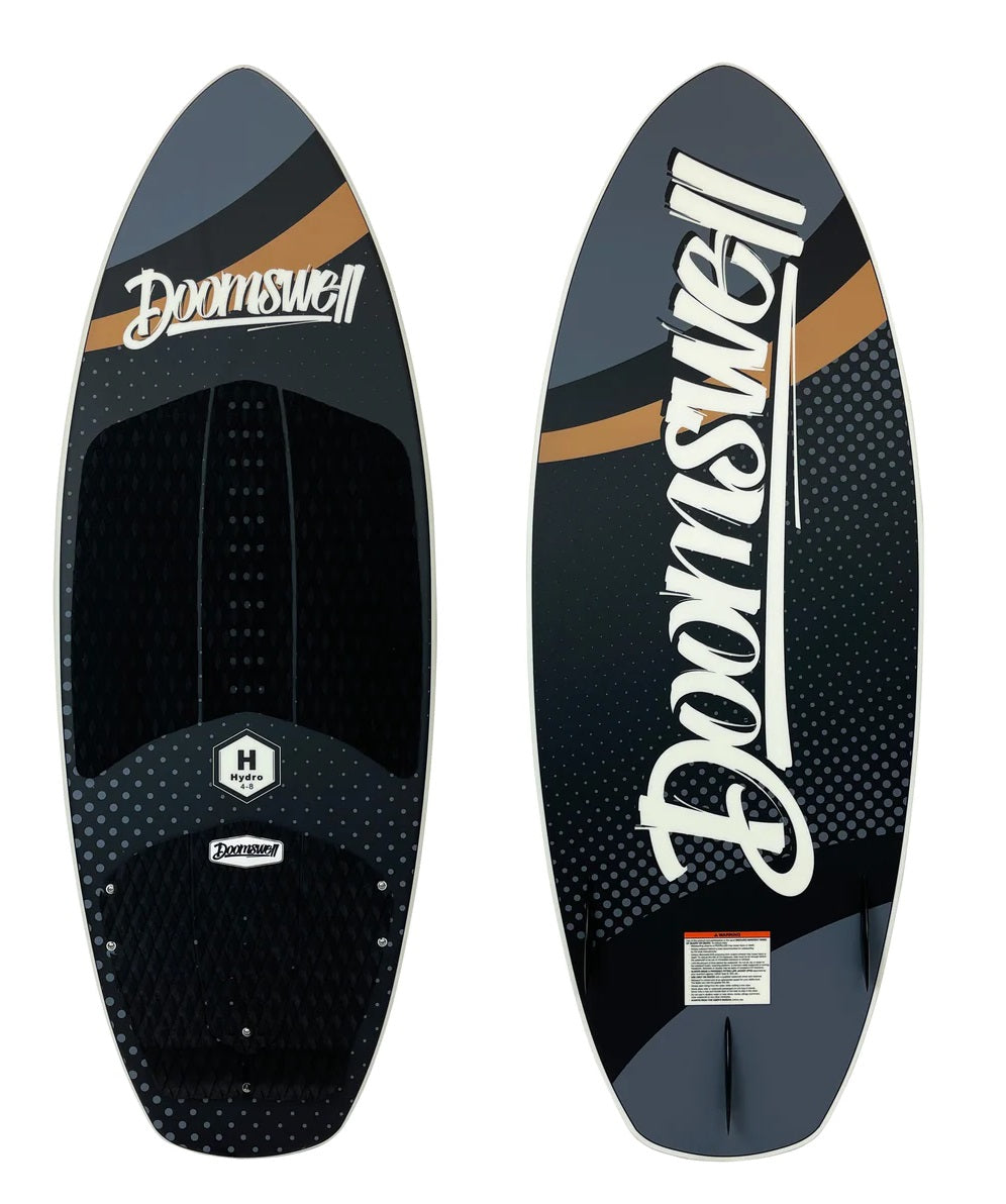 Doomswell Hydro 4'8" Wake Surf Board (Grey/Gold)