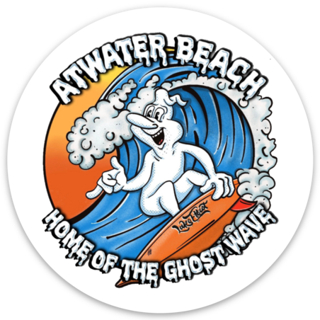 Atwater Beach Ghost Wave Circle Sticker (Multicolor/White)
