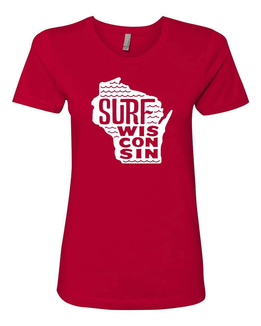 Surf Wisconsin State Ladies T-Shirt (Red/White)