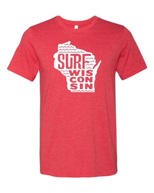 Surf Wisconsin State Unisex T-Shirt (Red/White)