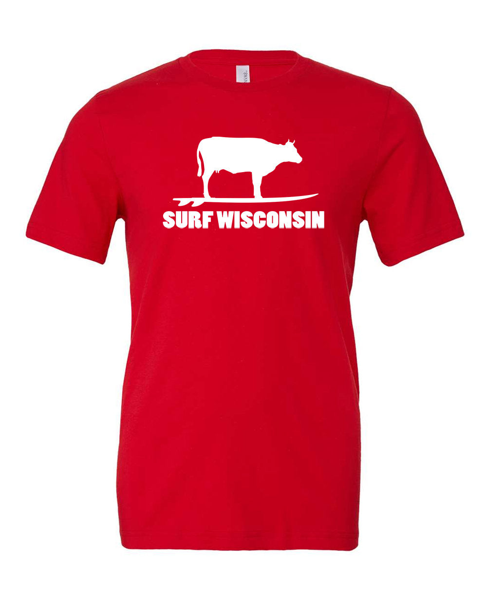 Surf Wisconsin Cow Unisex T-Shirt (Red/White)