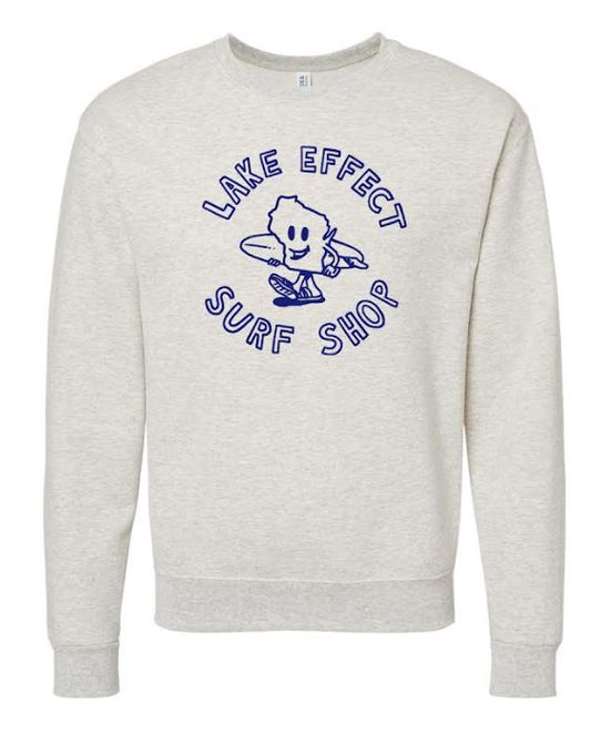 Vintage State Cartoon Surfer Crewneck Sweatshirt (Grey/Navy)