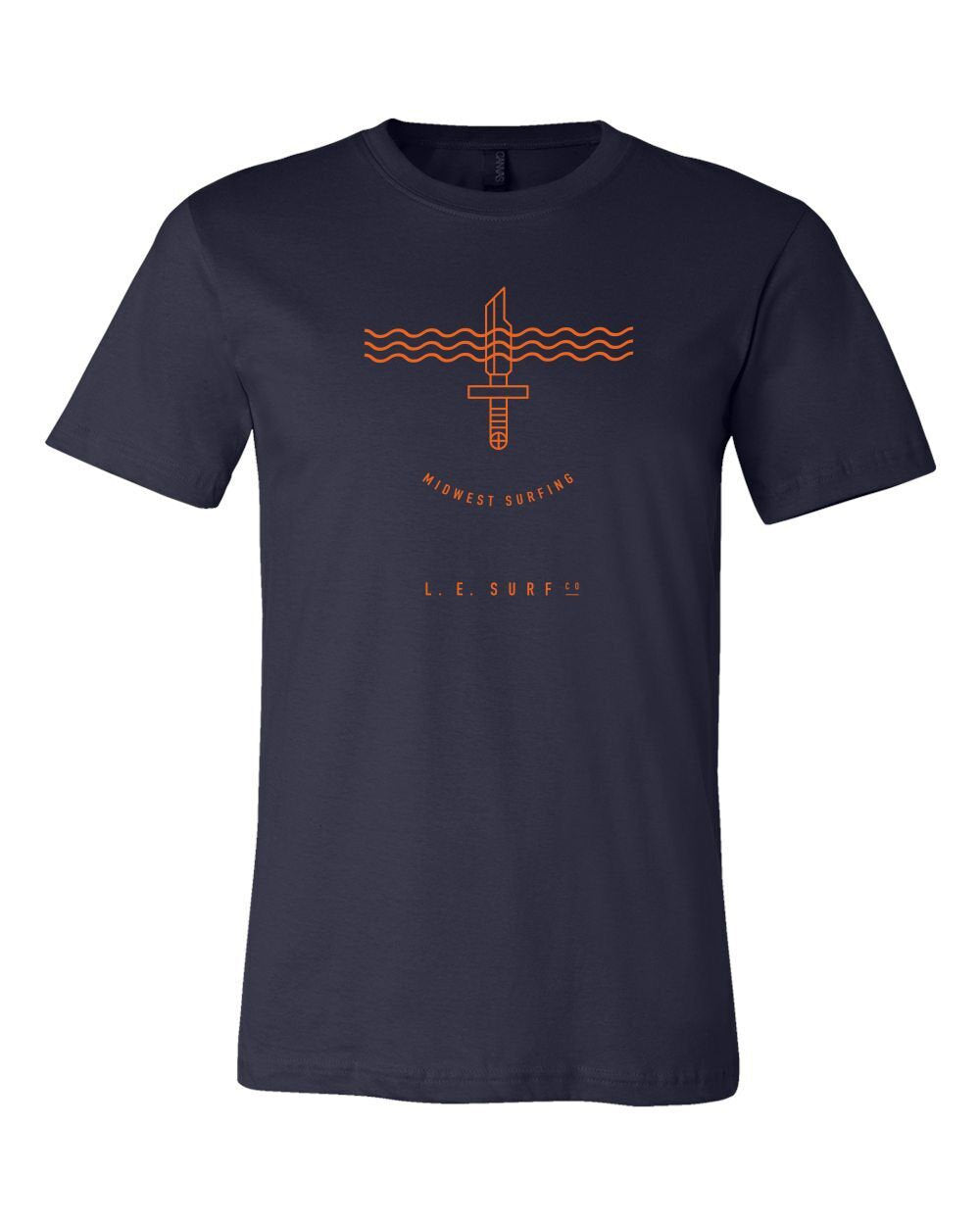 Lake Effect Wave Knife Unisex T-Shirt (Navy/Orange)